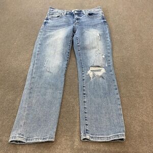 Vervet Jeans Womens 28 Blue Distressed Straight Leg High Rise Ripped Denim Pants